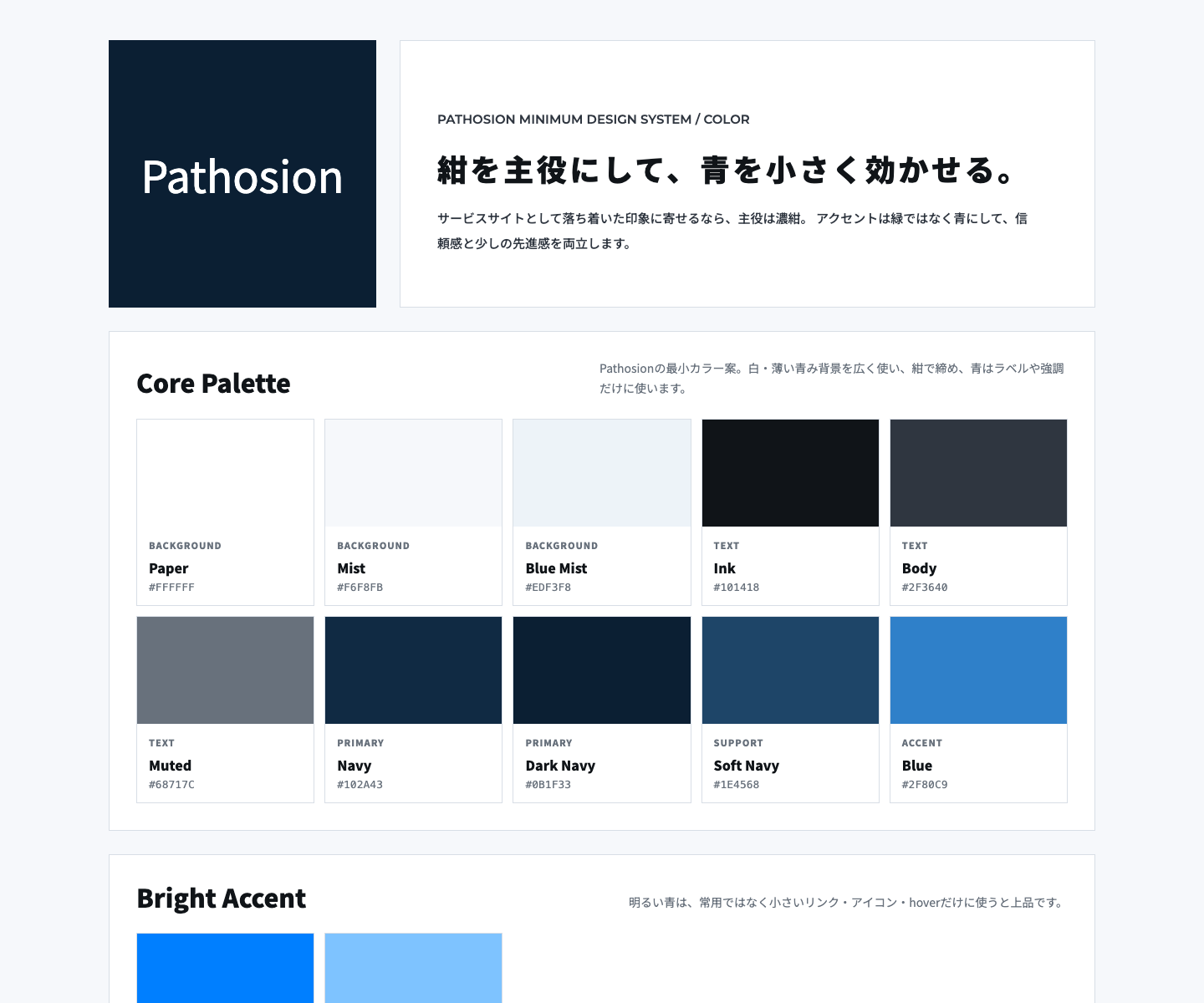 AIと作成したColor Board。使う色、背景、文字色、アクセントの範囲を固定している